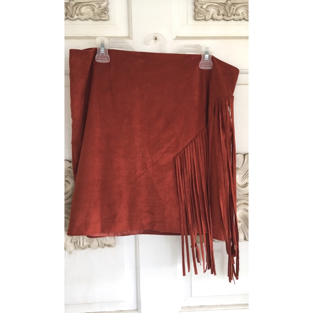 Burnt orange skirt w/fringe
